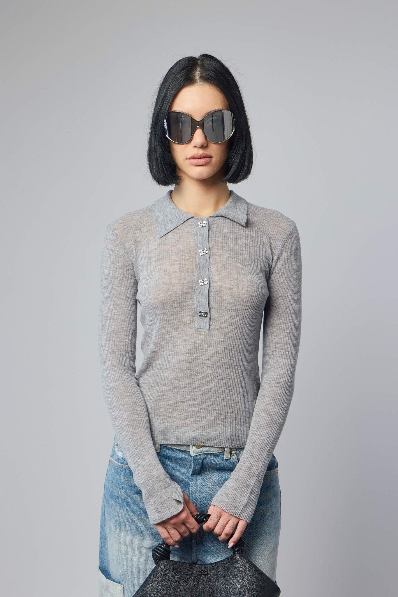 Sheer Wool Ribbed Polo