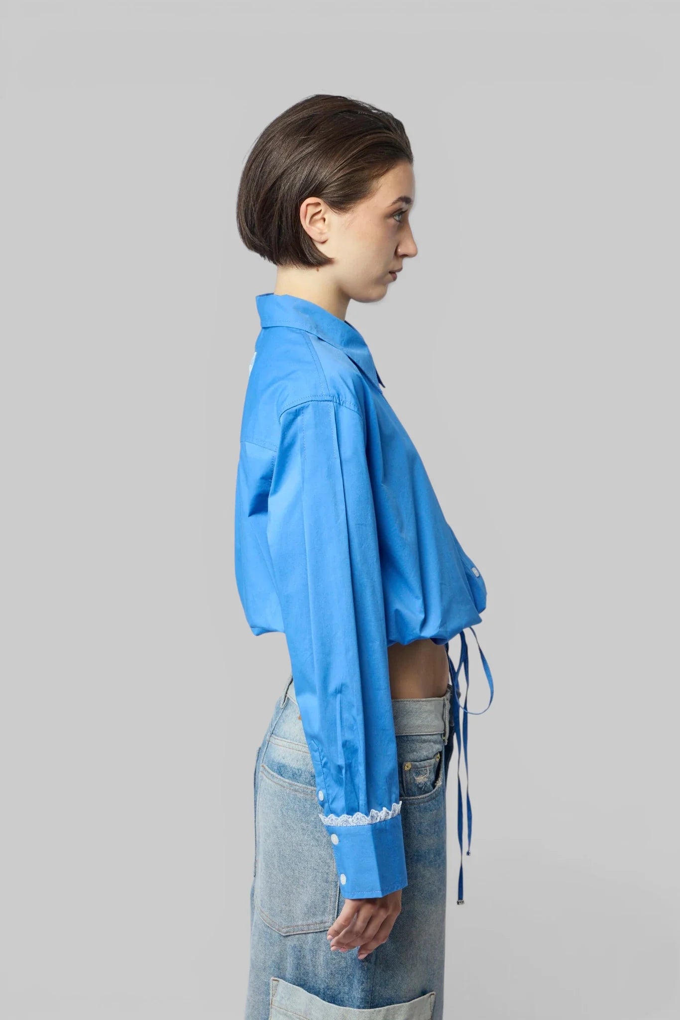 Stretch Cotton Cropped Bowling Shirt