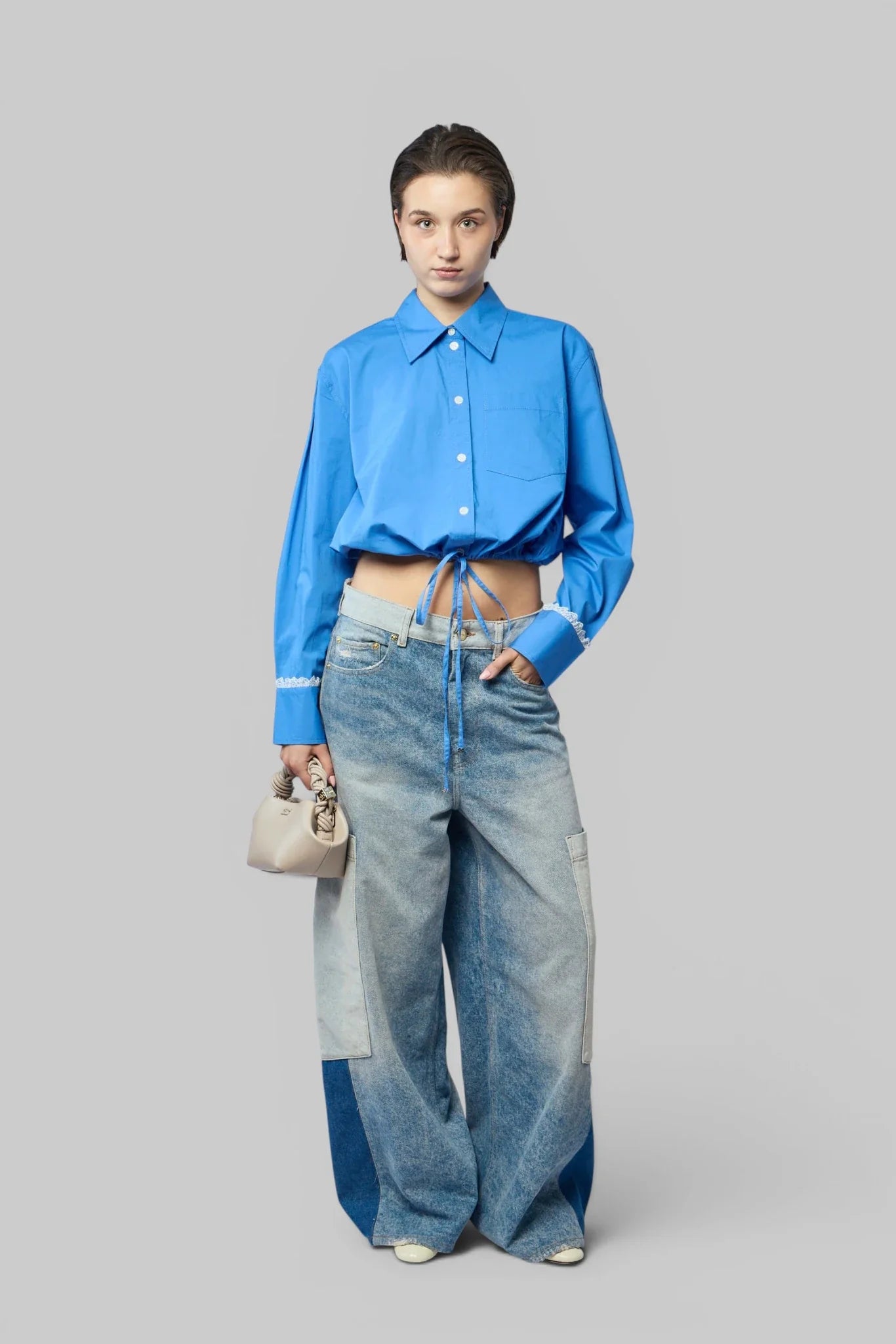 Stretch Cotton Cropped Bowling Shirt