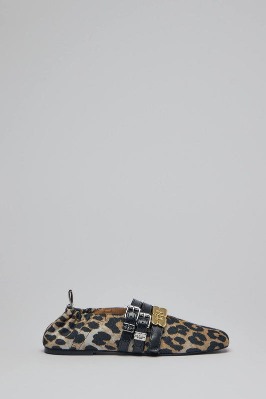 Sue Triple Ballerina Flocked Denim Printed