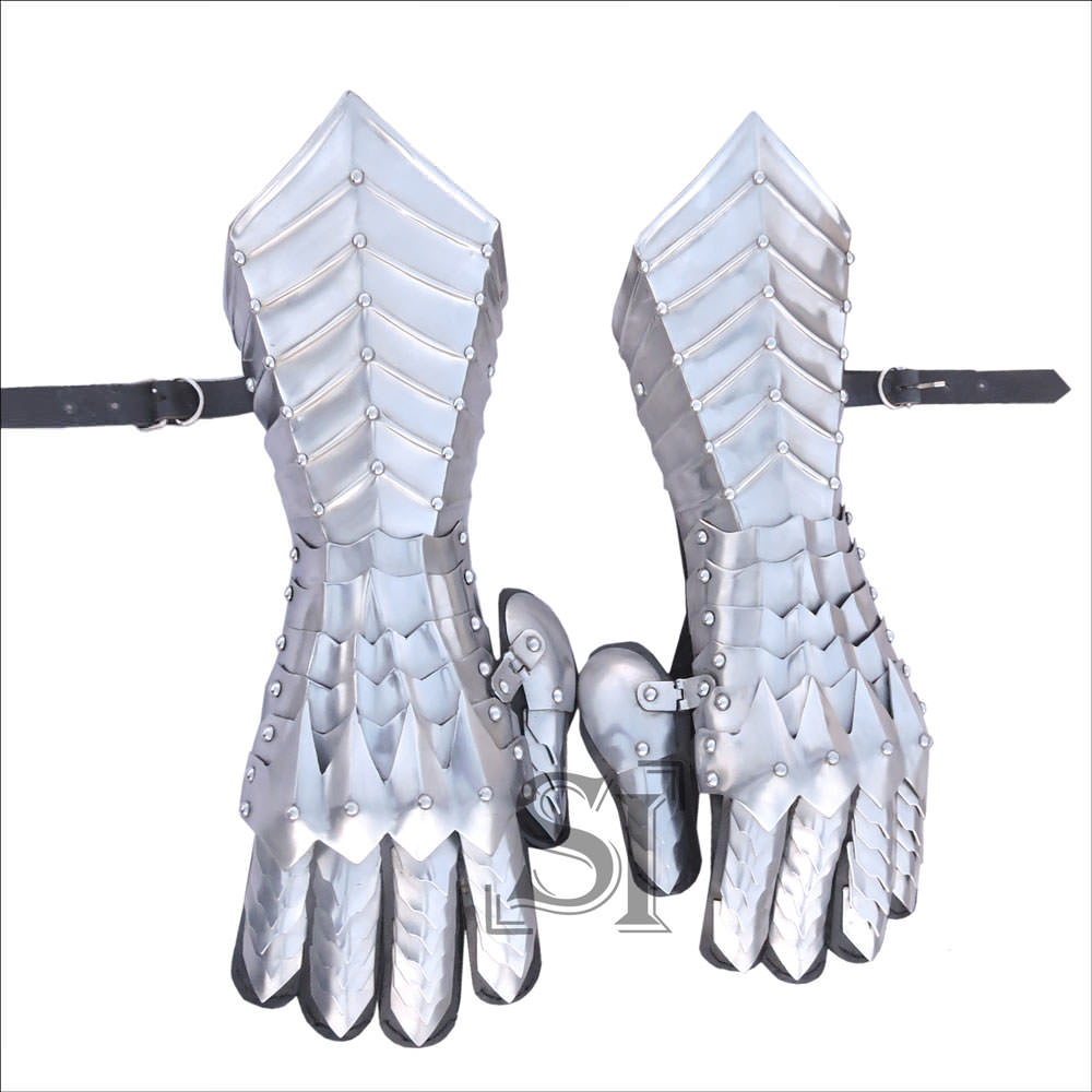 Medieval Knight Gothic Gauntlets Gloves 18G Steel