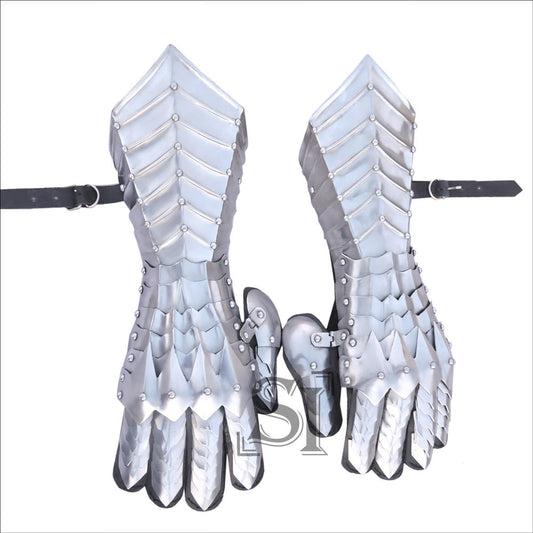 Medieval Knight Gothic Gauntlets Gloves 18G Steel
