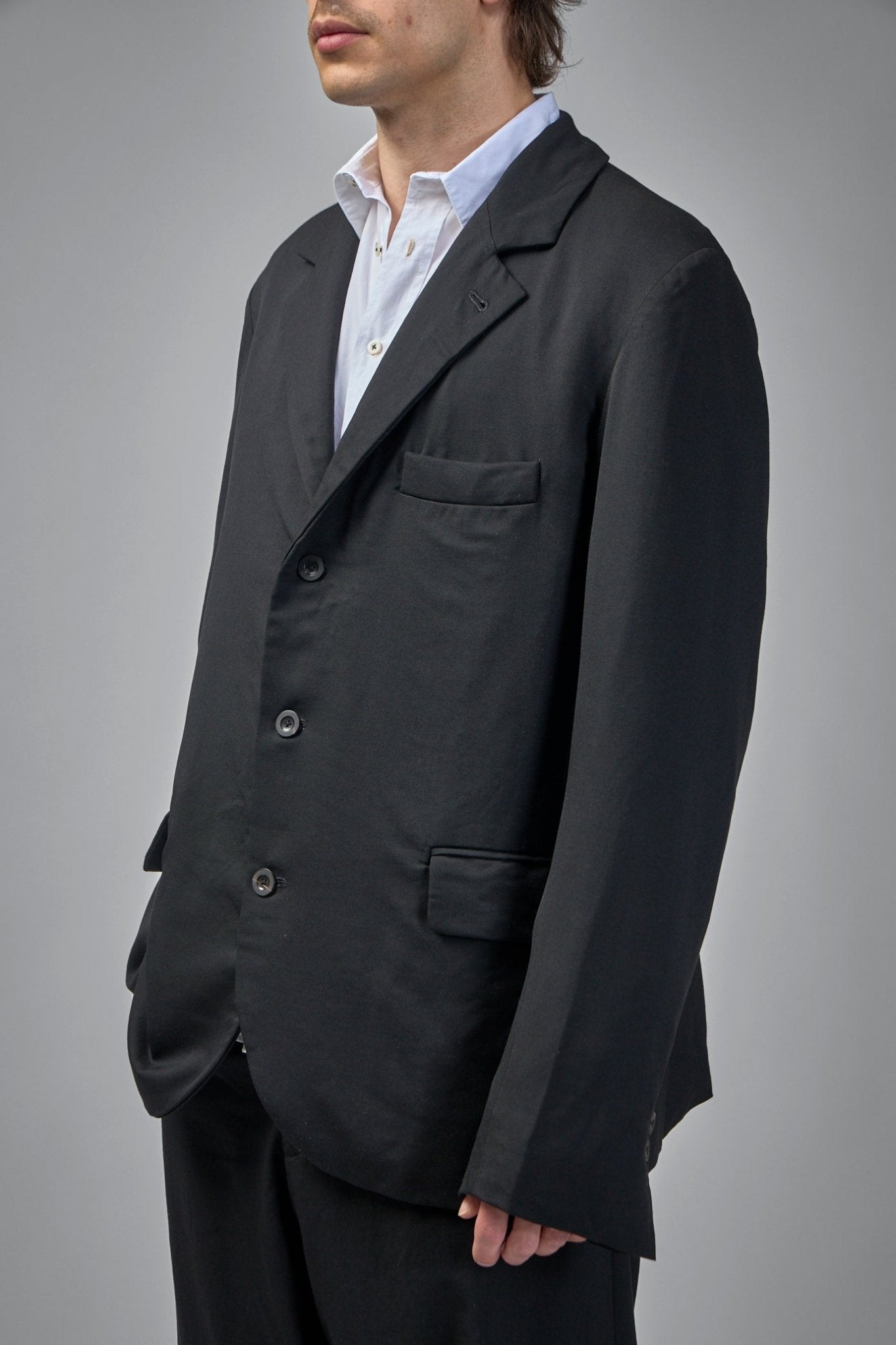 3-button Single-breasted Peak-lapel Hand Pad-stitched Jacket