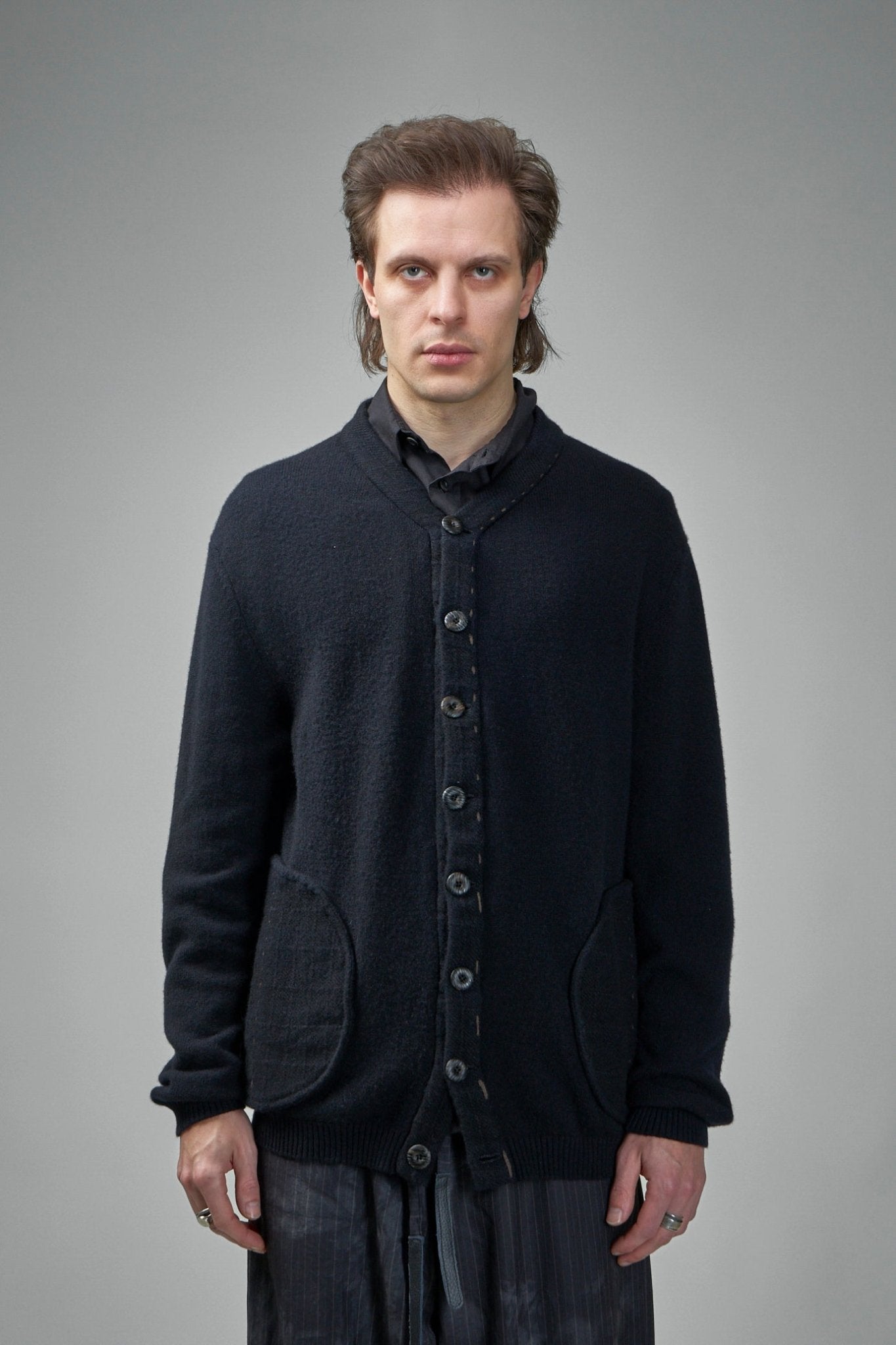 Handmade 8 Button-front V-neck Cardigan Sweater