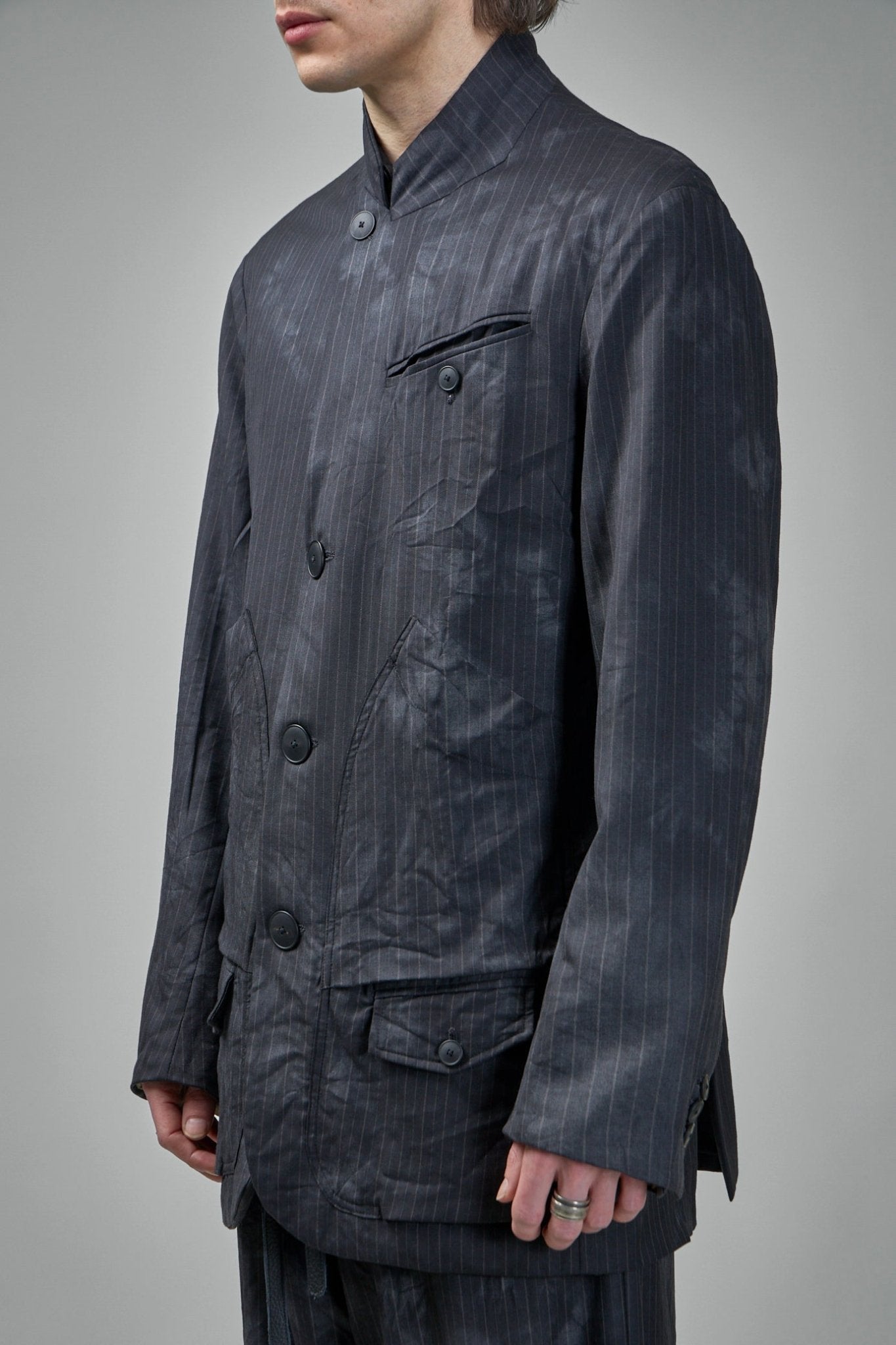 Single Breasted Coat Jacket With Patch Pockets