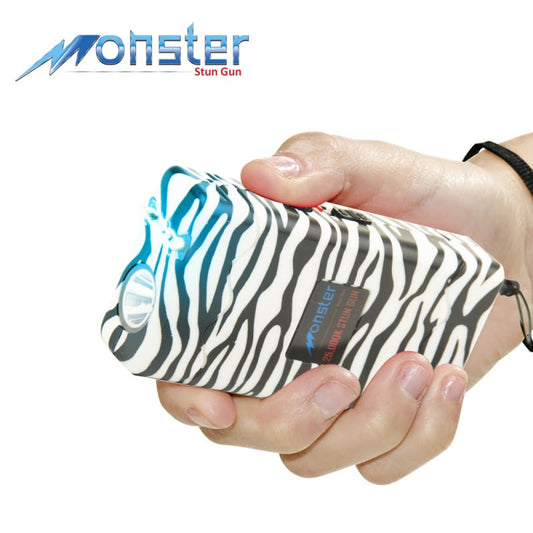 25 Million Volt Rechargeable Stun Gun W/ LED Light & Disable Pin Zebra Print