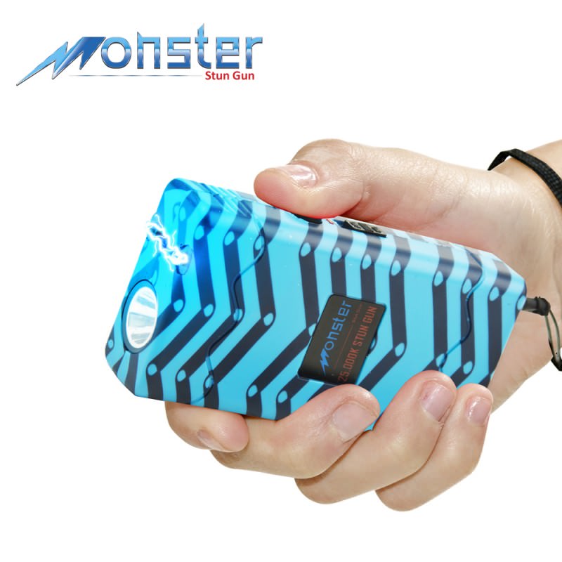 25 Million Volt Rechargeable Stun Gun With LED Light and Disable Pin Chevron
