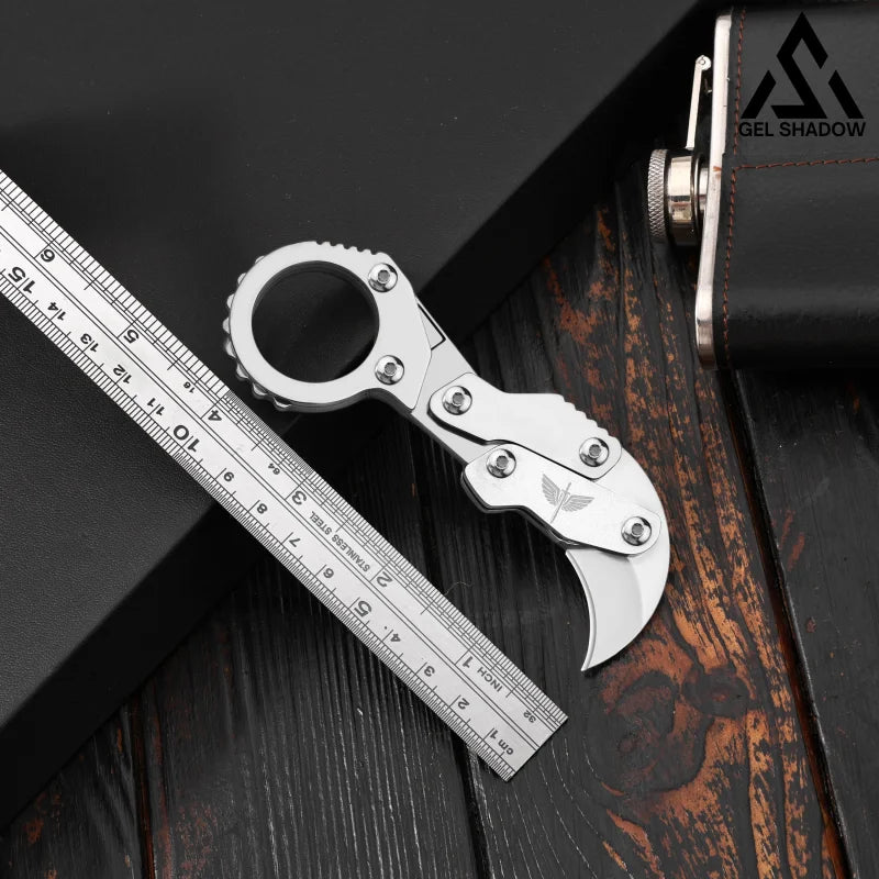 GS185 Eagle Beak Full Steel Folding Knife Gadget Ring Knife
