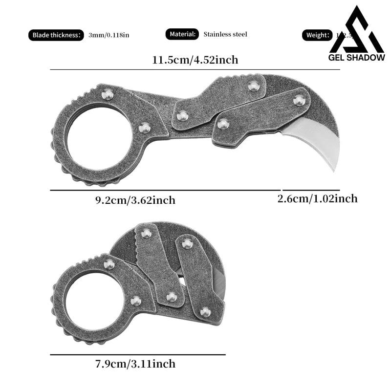 GS185 Eagle Beak Full Steel Folding Knife Gadget Ring Knife