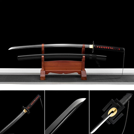 Hand Forged Anime Bleach Ichigo Bankai Sword Tensa Zangetsu Hand Polished Spring Steel Black Blade