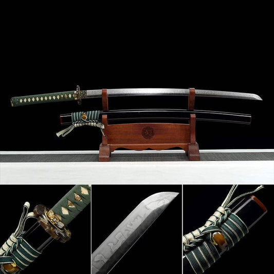 Hand Forged Japanese Samurai Katana Wind Chimes T10 With Black Sheath