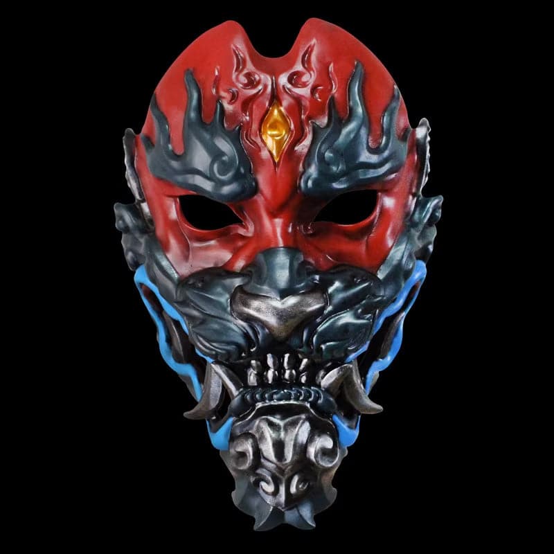 Hand-Made Japanese Hannya War Leopard Armor Oni Mask