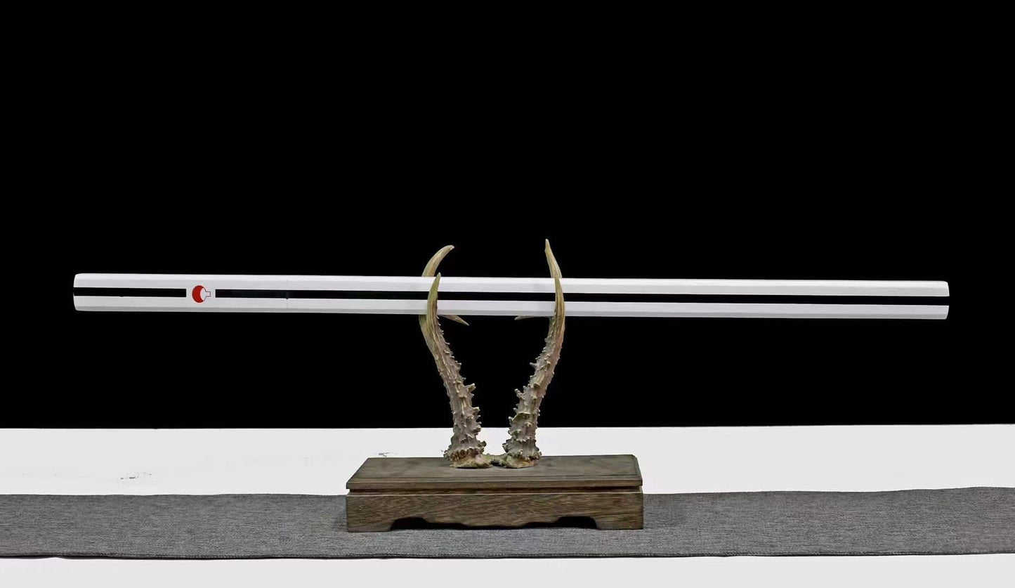 Handmade Anime NARUTO Sasuke Kusanagi-No-Tsurugi Sword Shirasaya Ninja Sword Spring Steel WhiteBlade