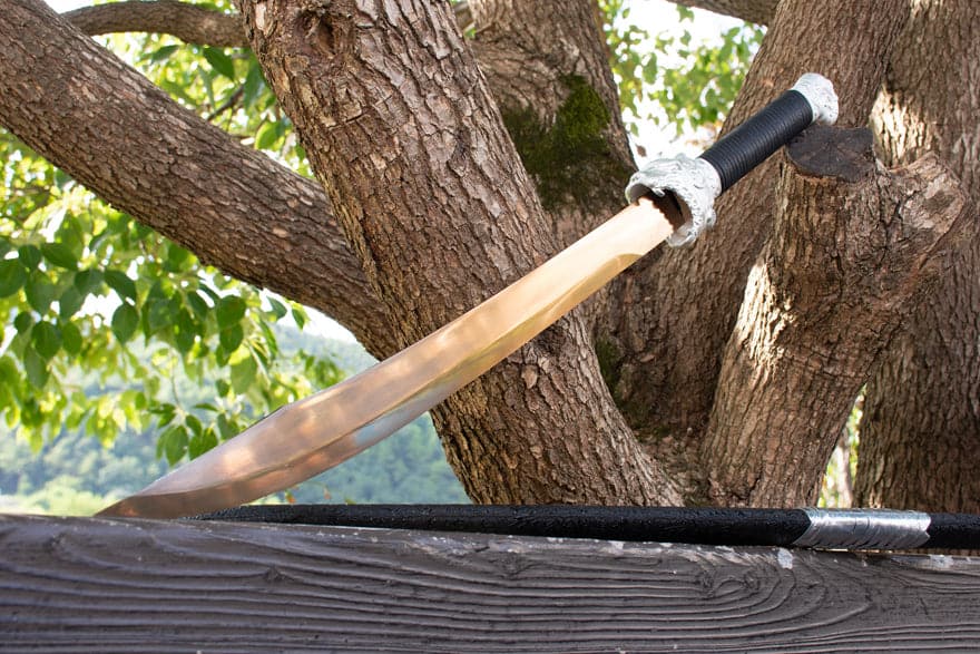 Handmade High Manganese Steel Kim Snow Chinese Knife With Golden Blade