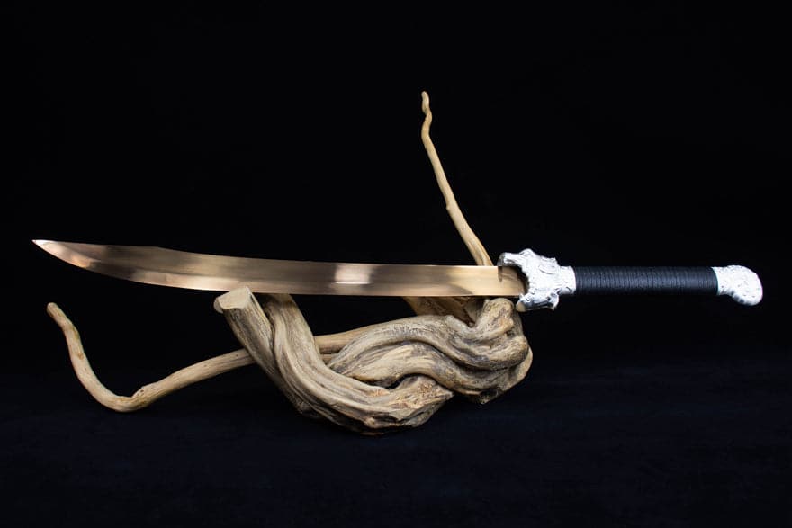 Handmade High Manganese Steel Kim Snow Chinese Knife With Golden Blade