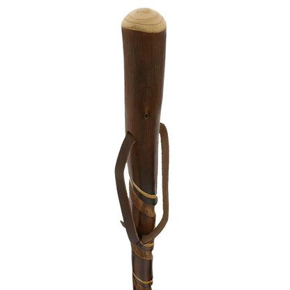 Chestnut-Ebony Carved Spiral Staff: Leather Strap, Combi Tip