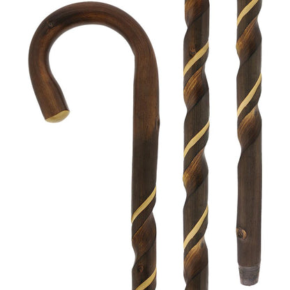 Natural Rustic Walking Cane: Flamed Chestnut Tourist