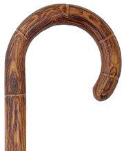 Scorched Oak Cane: Tourist Handle, Notched Design