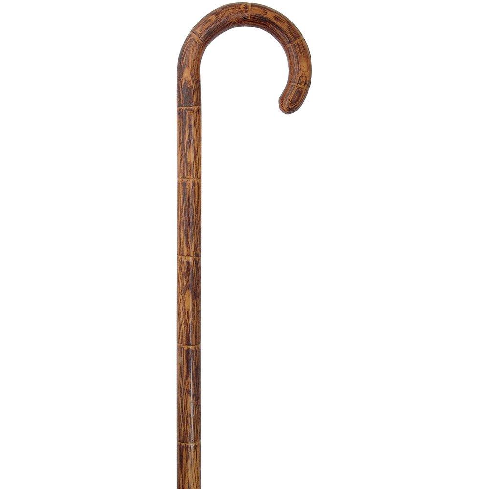 Scorched Oak Cane: Tourist Handle, Notched Design
