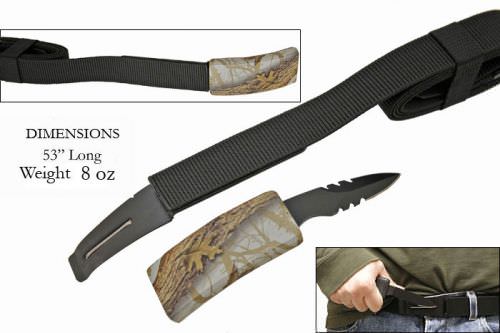 Self Defense Belt Buckle With Hidden Knife - Brown Leaf Camo