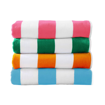 Cotton Velour Cabana Stripe Beach Towel - Novia Collection