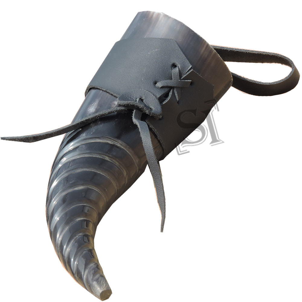 Medieval Drinking Horn with Leather Holster