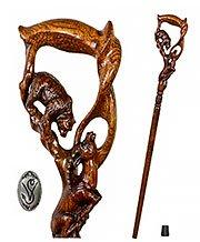 Bear & Gazelle: Artisan Intricate Detail Hand-Carved Cane