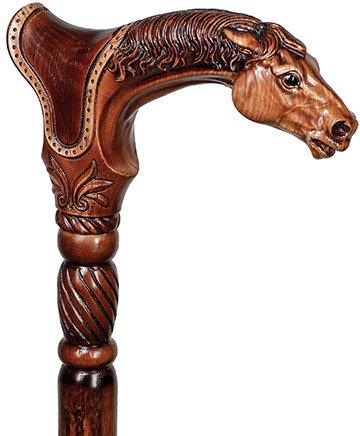 Premium Artisan Horse & Saddle Handcarved Cane