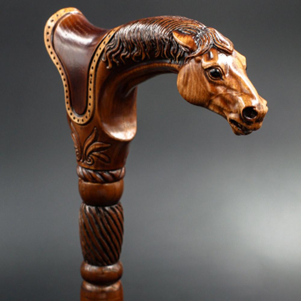 Premium Artisan Horse & Saddle Handcarved Cane