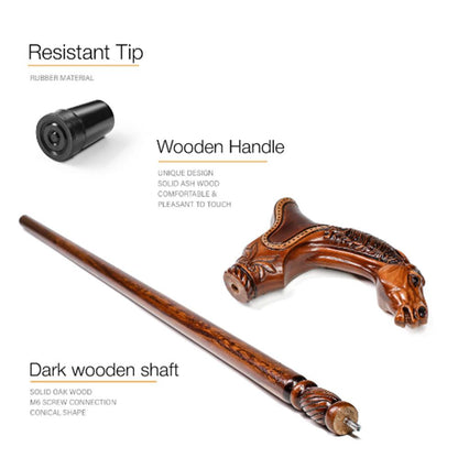 Premium Artisan Horse & Saddle Handcarved Cane