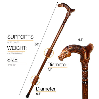 Premium Artisan Horse & Saddle Handcarved Cane