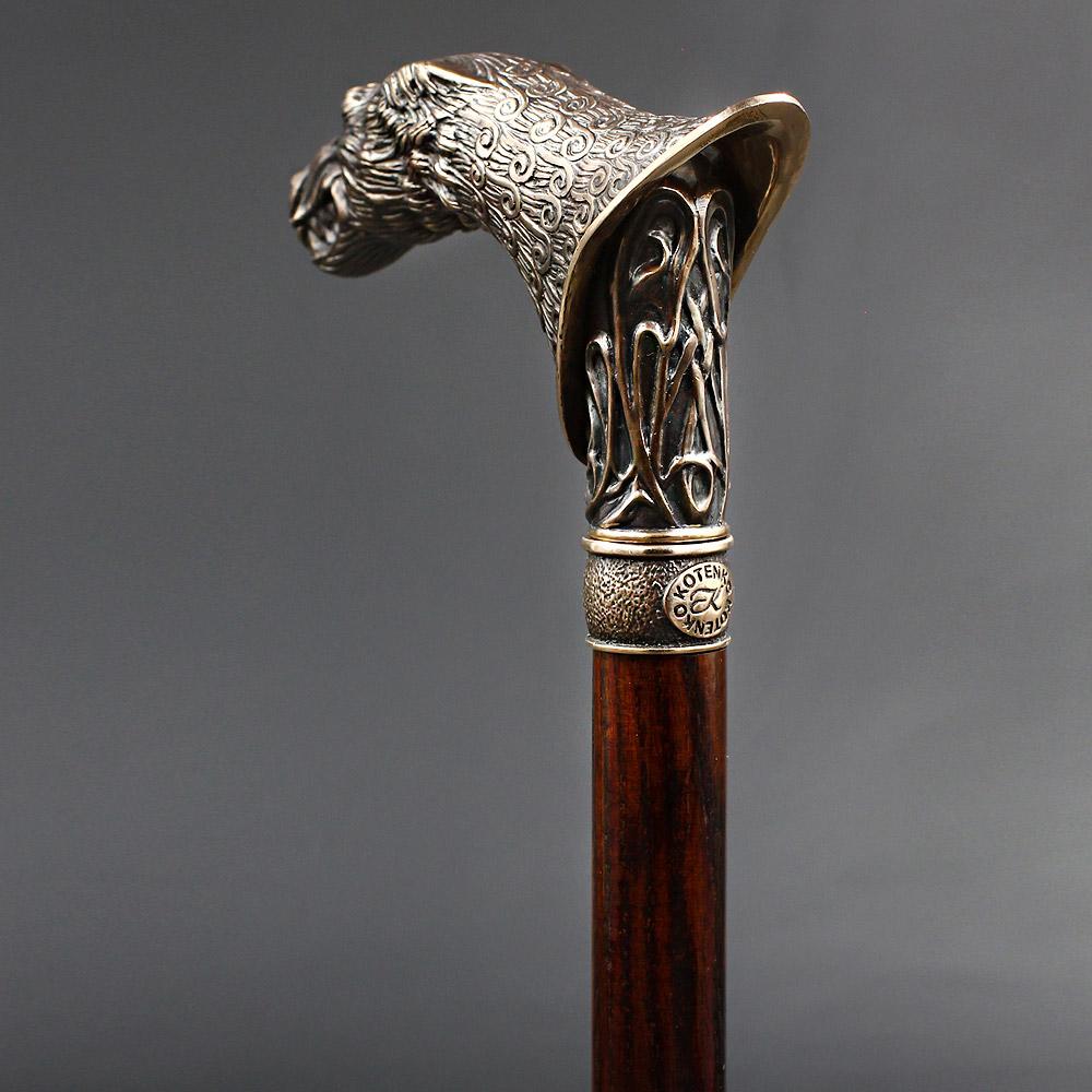 Victorian Wolf: Artisan Intricate Detail Brass Design Cane
