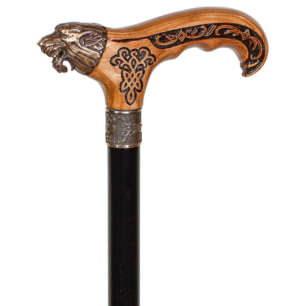 Bronze Direwolf Handcarved Celtic Art Derby Walking Cane
