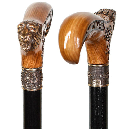 Bronze Direwolf Handcarved Celtic Art Derby Walking Cane