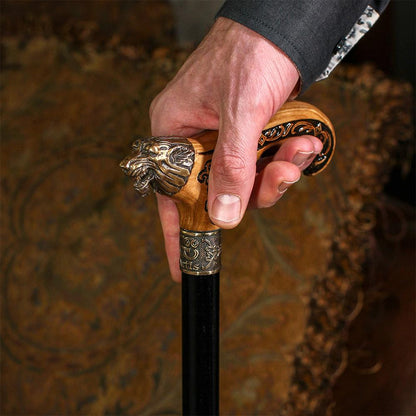 Bronze Direwolf Handcarved Celtic Art Derby Walking Cane