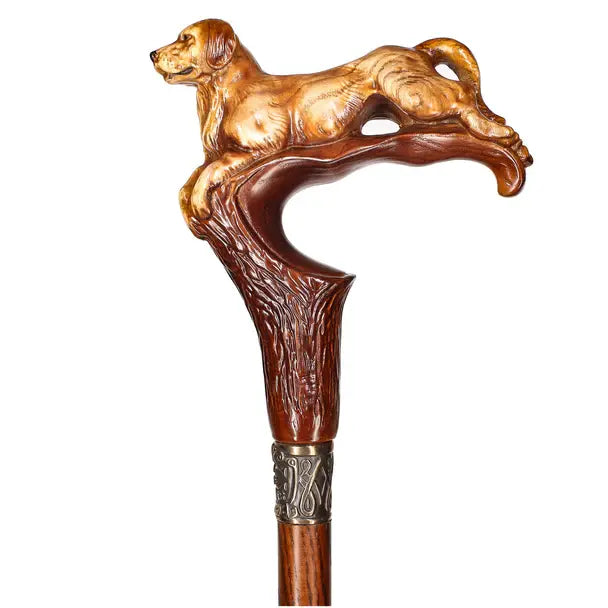 Brown Labrador / Golden Retriever Dog Intricate Handcarved Cane