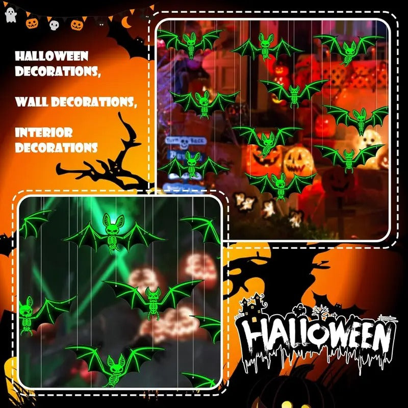 Halloween Luminous Bat Hanging Decoration Set (24pcs)