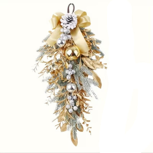 Christmas Teardrop Wreath with Spheres and Pinecones