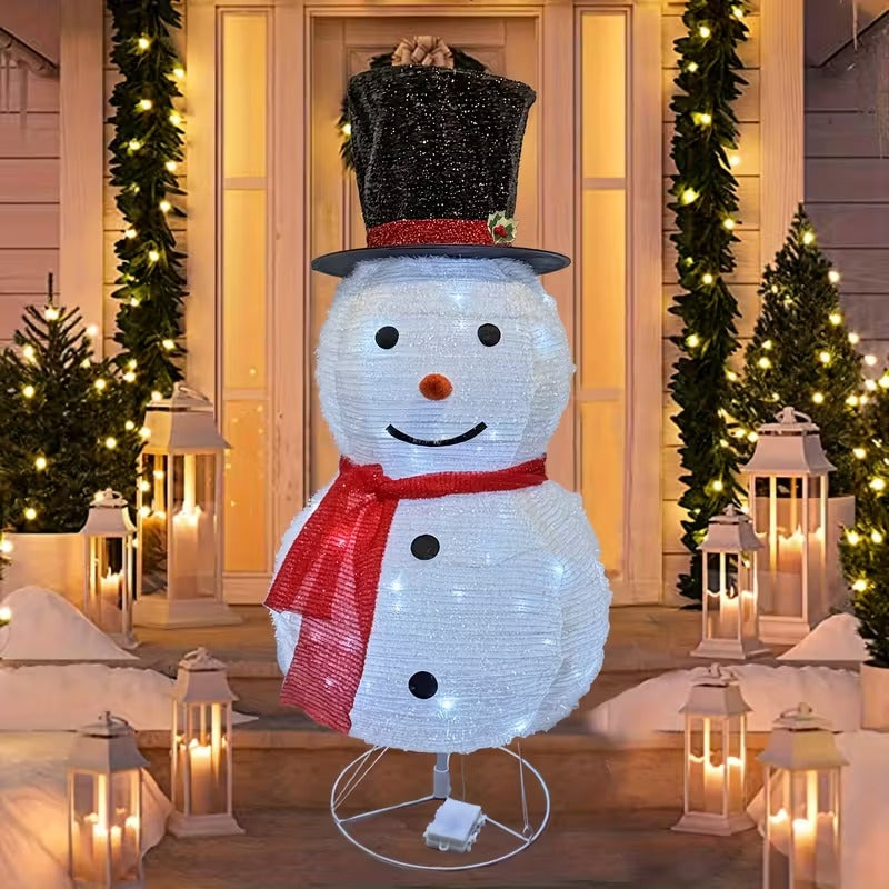 Lighted Christmas Snowman Decoration with Hat and Scarf