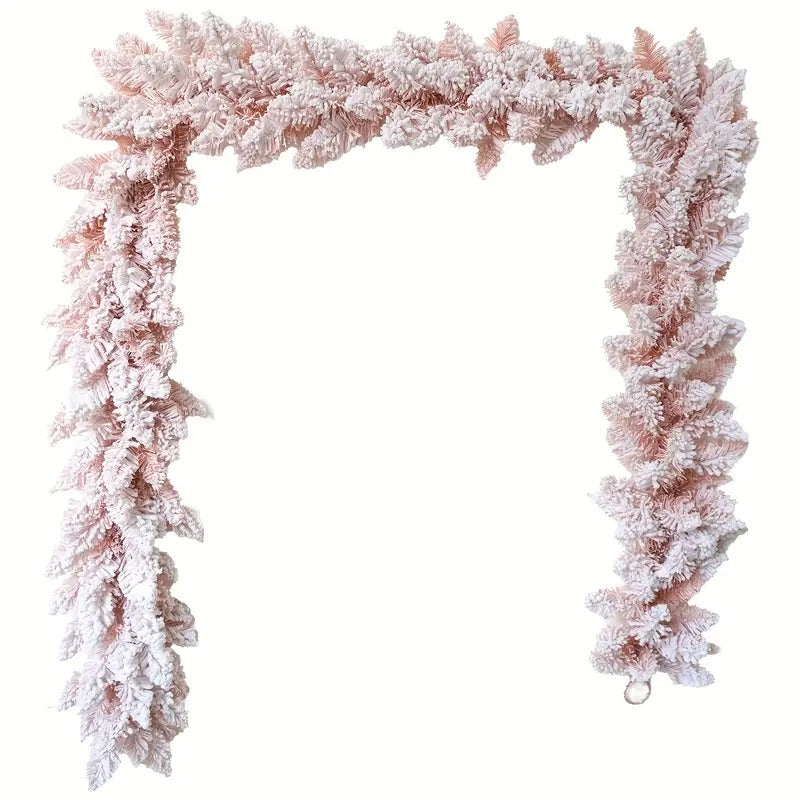Christmas Pink Snowflake Pine Wreath