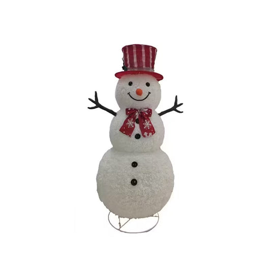 Red & White Striped Top Hat Snowman Decoration