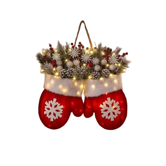 Christmas Glove Wreath Artificial Pine Decoration