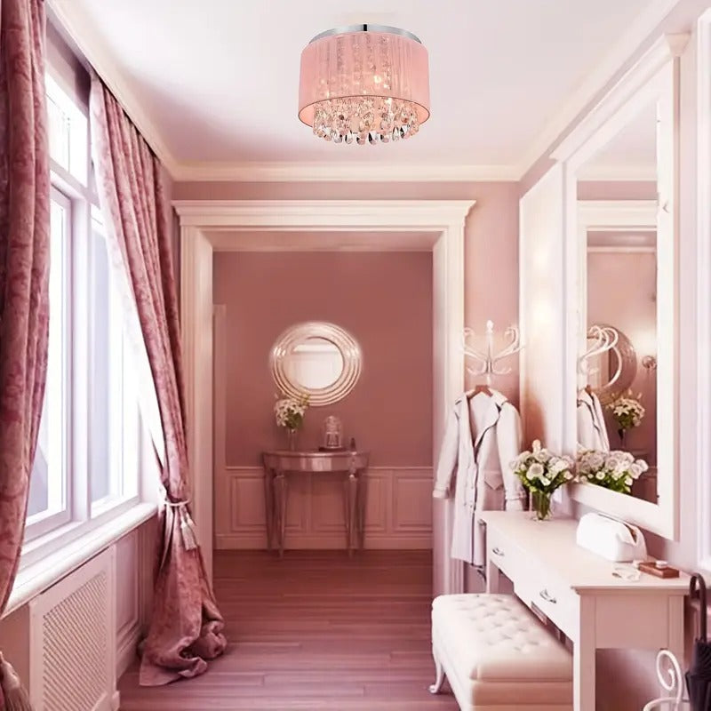 Crystal Chandelier Flush Mount Ceiling Light
