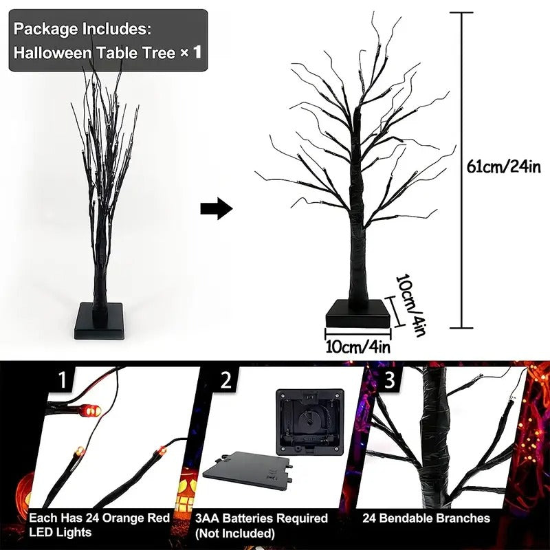 Halloween Birch Tree Light USB Battery Operated