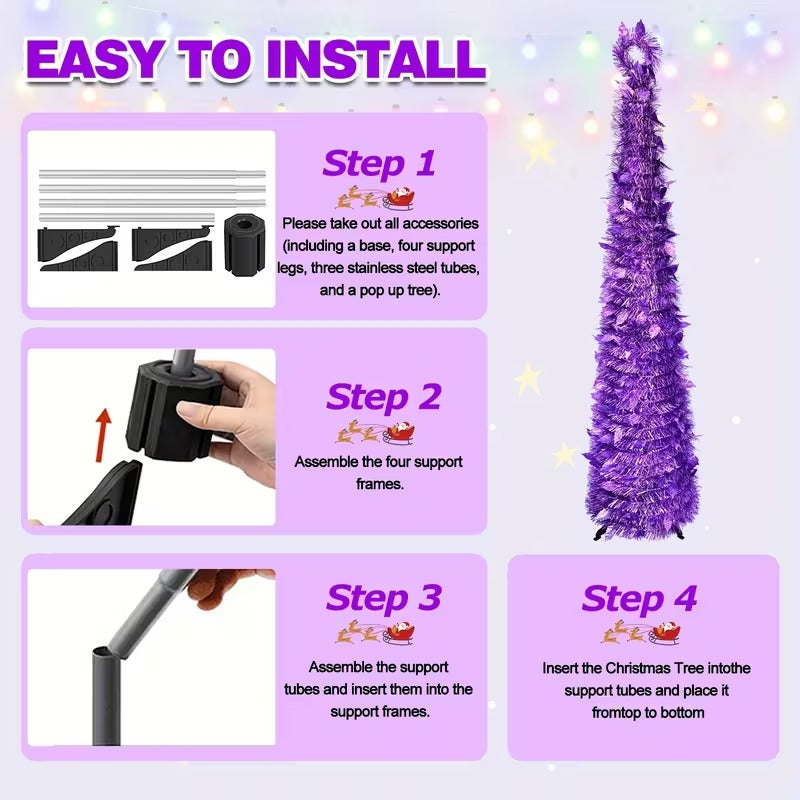 Pop-Up Purple Pencil Christmas Tree