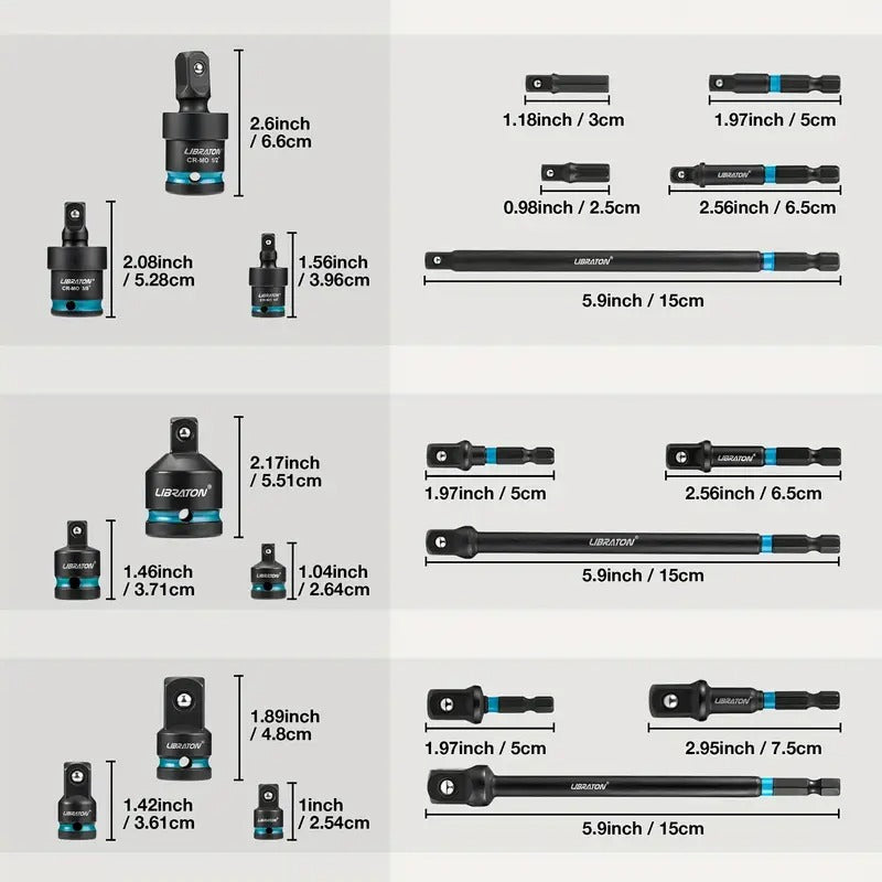 Impact Socket Adapter with Hex Drive Set (20pcs)