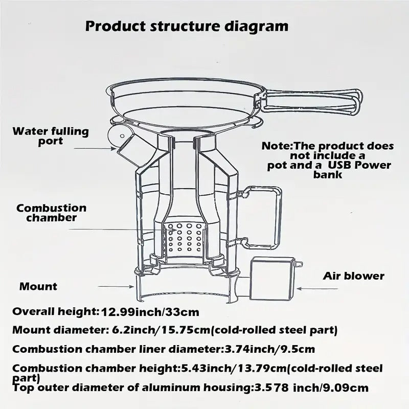 Outdoor Fire Pit Stove with Kettle