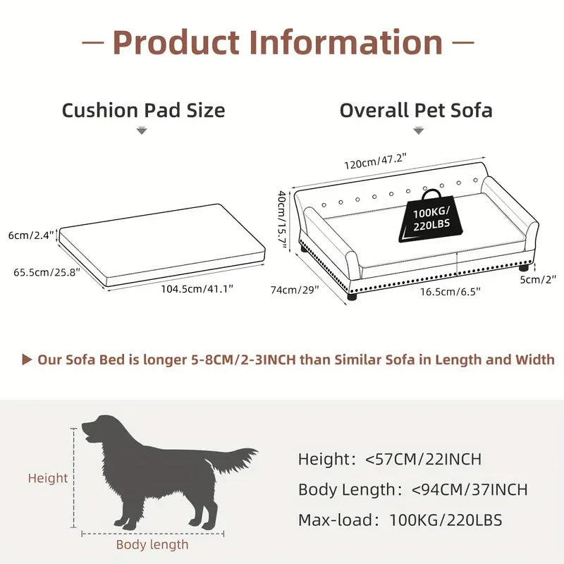 Leather Large Dog Sofa Lounge with Cushion