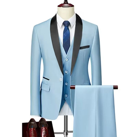 Mens Skinny 3-Piece Tuxedo Set Formal Suit (Sky)
