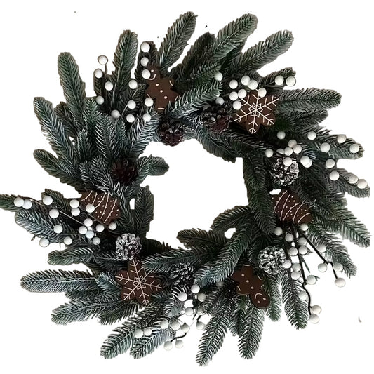 Gingerbread Christmas Wreath with House & Snowflake Ornaments